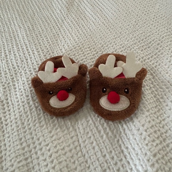 Carter's Other - Carter's Brown and Red Reindeer Kids Slippers
